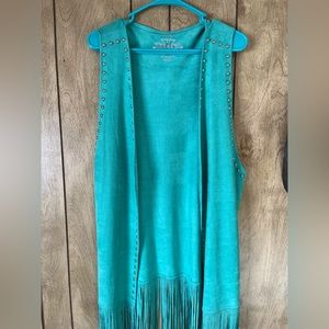 Crazy train turquoise fringe duster